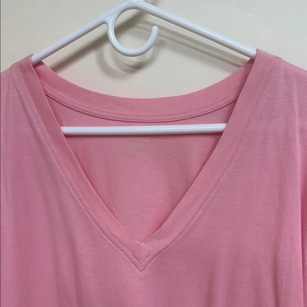Frame  Soft Pink V-Neck Tee - Picture 9 of 9
